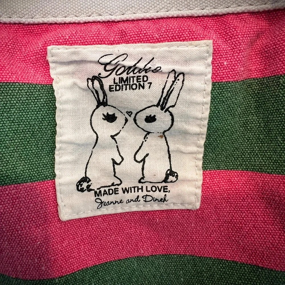 goldie womens tote bag limited edition 7 striped canvas pink green beach large